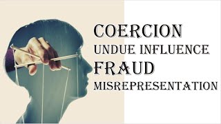 Coercion Undue Influence Fraud Misrepresentation  Indian Contract Act 1872  Law Guru [upl. by Akkimat]