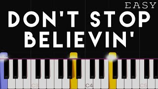 Journey  Dont Stop Believin  EASY Piano Tutorial [upl. by Mad]