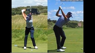 Justin Thomas golf swing  Long Iron faceon amp downtheline July 2017 [upl. by Imray]