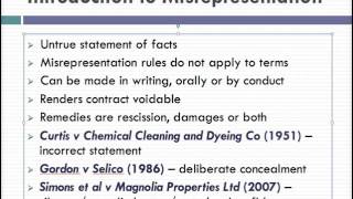 Misrepresentation Lecture 1 of 4 [upl. by Knudson]